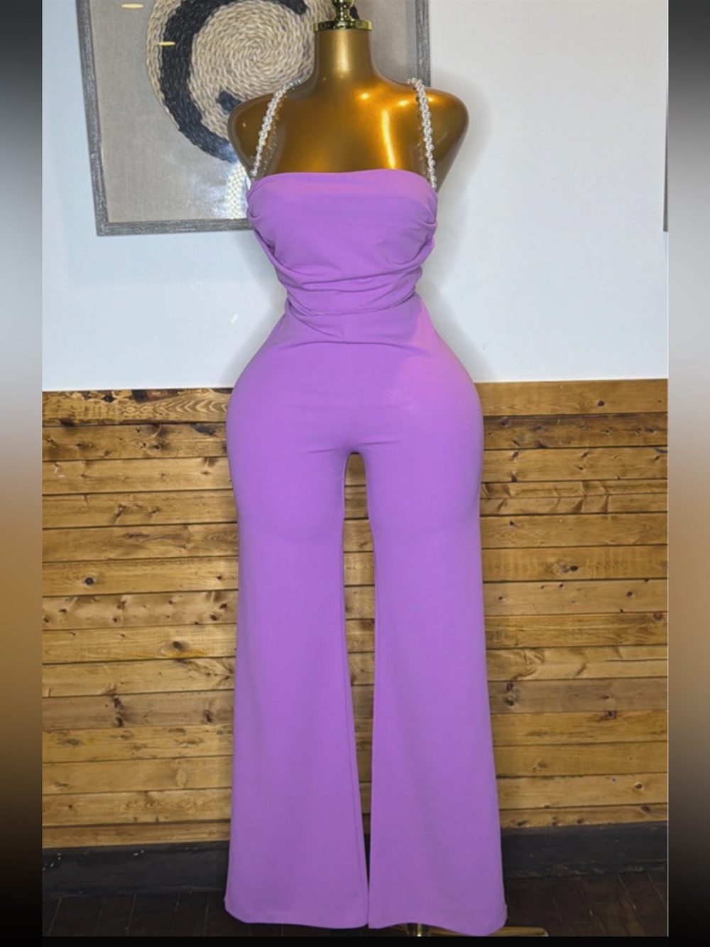 Symphony Lavender Wide-Leg Jumpsuit with Rhinestone Straps